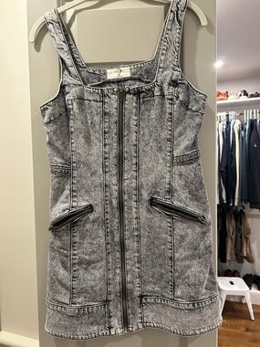 We The Free Black and White Acid-Wash Denim Dress